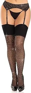 [Leg Avenue] Women's Wide Top Rhinestone Spandex Sheer Stockings