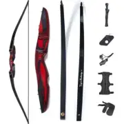 64" Takedown Recurve Bow Set for With Laminated Limbs Right Hand Riser 25-50lbs