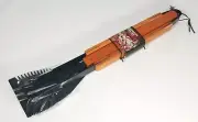 Barbecue 3 Pc Set Spatula * Fork * Tongs Cook Tool BBQ Carbon Steel - Hardwood