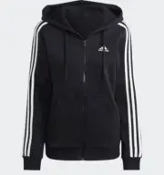 Adidas Women’s Essentials 3-Stripes Zip Fleece Hoodie Black XL NEW NWT