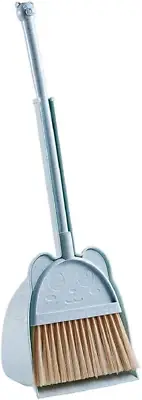 Mini Broom with Dustpan for Kids,Little Housekeeping Helper Set (Blue)