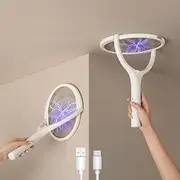 2-Pack GeckoMan Rotating Head Electric Fly Swatter Racket Rechargeable Bug Zapper Racket Bug Zapper Indoor Fly Zapper Mosquito Zapper Flies Killer for Indoors