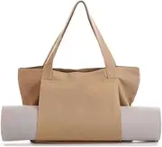 Xiao Hua Yoga Pilates Mat Bag Basic Canvas Tote with Mat Carrier Pocket（Apricot color）