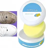 [SingHao] 200g White Shoe Cleaning Cream,White Shoe Cleaner Stain Removal Cream,Multipurpose Cleaning Cream with Sponge,Shoe Multi-functional Cleaning Cream,Multipurpose Cleaning Cream with Sponge Eraser, White