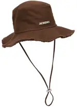 Jacquemus Le Bob Artichaut Canvas Bucket Hat, Bucket Hat, Brown 58