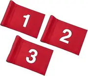 Set of 3 Double Sided 8x6 Inches Numbered Golf Flag - Mini Practice Putting Green Flags for Yard in 420D Nylon - Small Banner Numbered with Tube Inserted - Numb Flag for Indoor or Outdoor
