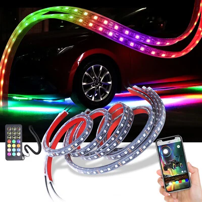 Wireless Car Truck Underglow Under Body Neon Accent Glow LED Lights Kit 4 Pieces