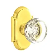 Emtek Georgetown Crystal Door Knob Privacy Set #8 Rosette Polished Brass