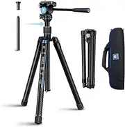 SIRUI Traveler X Lightweight Carbon Fiber Tripod with Panoramic Video Head, 59.8” Compact Camera Tripod with Quick Leg Setup, Max Load 11lbs (Fluid Head/AT-10)