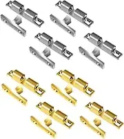 HAIKING Double Ball Roller Catch Latch, 8 PCS Alloy Adjustable Switch Buckle Type Cabinet Door Catches for Cupboard, Drawer, Closet, Furniture Door (Gold, Silver)