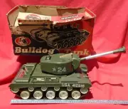 Vintage 1960's REMCO Large US Army Bulldog Tank w/Original Box #607 Working