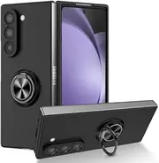 [Jarttarn] Folding Mobile Phone Case for Samsung Galaxy Z Fold 6 5G, [Support Car Holder] Skin Feel Oily Spray Paint Shockproof Protective Phone Cover for Samsung Z Fold6 Cases (Black)