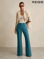 Reiss Teal Abbey Welt Pocket Flared Trousers (F18203) | $280