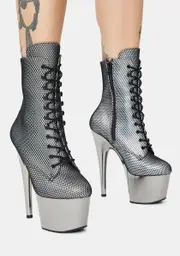 [Pleaser] Up And Up Lace Up Ankle Boots