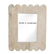 Maine & Crawford Mahdi Scalloped 15.5cm Wood Photo Frame - Natural/White