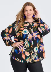 [Virtuelle] Taking Shape Natural Mystic Floral Top Size 20 in Print, Viscose - Plus Size Women's Clothing Print