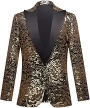 [CARFFIV] Men's Fashion Colourful Pattern Sequin Suit Jacket