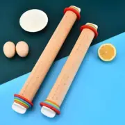36/43cm Wood Rolling Pin with Removable Rings Adjustable Dough Roller Pastry Set