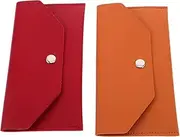 [FRCOLOR] Multi-Functional Leather Card Holder Wallet 2pcs Cash Budgeting Envelope Credit Card Case Money Pouch for Organized Finances
