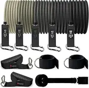Meteor Resistance Bands Set, All-in-One Exercise Kit, 5-70kg Adjustable Resistance Bands with Handles, Ankle Straps, Door Anchor, and Carry Bag