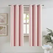 DUALIFE Baby Pink Curtains Blackout 63 Inch Length - Rose Blush Curtains for Nursery Thermal Insulated Room Darkening Curtain Panel Pair with Grommet Top 42 x 63 Inches Long, 2 Panels
