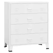vidaXL Industrial Drawer Cabinet White Metal Storage Cupboard Home Sideboard