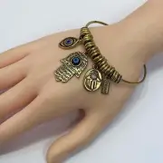 Hamsa Evil Eye Antique Gold Finish Charm Bracelet