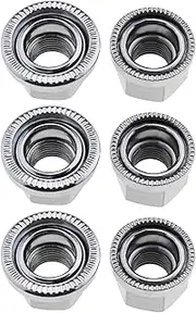 VGOL 6Pcs M9 Wheel Nuts M10 Axle Wheel Nuts Bicycle Wheel Nuts Replacement Hub Large Flange Axle Nut Accessories for Bicycle Silver