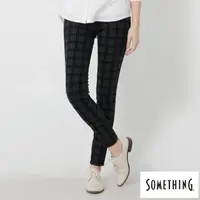 在飛比找momo購物網優惠-【SOMETHING】女裝 LADIVA伸縮窄直筒牛仔褲(格