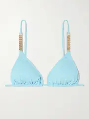 [Melissa Odabash] Melissa Odabash - Maldives Embellished Triangle Bikini Top - Blue - UK 10 UK 10 Blue