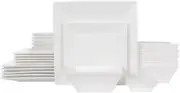 24 Piece Classic Square Dinnerware Set for 6 White Porcelain |AU Free Shipping