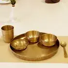 Bronze Dinner Set / Kansa Engraved Matte Finish with Velvet Box