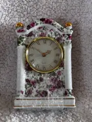 Vintage MAINSTAYS Home - Chintz Column Clock - Porcelain/ Gold Accents