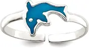 [JewelryWeb] 925 Sterling Silver Polished Enameled Dolphin toe ring-toe ring for Women