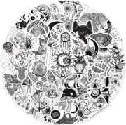 50 Black and White Gothic Stickers for Laptop Water Bottle Phone Case Notebook