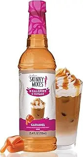 Jordan's Skinny Syrups Sugar Free Coffee Syrup, Caramel Flavor Drink Mix, Zero Calorie Flavoring for Chai Latte, Protein Shake, Food, Gluten Free, Keto Friendly, 25.4 Fl Oz, 1 Pack