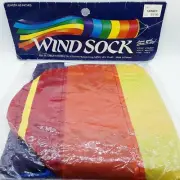 NOS Vintage Rainbow Windsock bow Sailboat Flag Wind Sock 60" Sailing Dock tree D