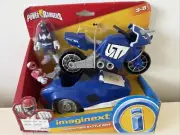 Imaginext Power Rangers TRICERATOPS BATTLE BIKE Pink & Blue Ranger 3" Figure