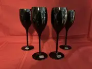 New Set 4 Mikasa Elite 9" Black Wine Glass / Water Goblets