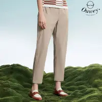 在飛比找Yahoo奇摩購物中心優惠-OUWEY歐薇 鬆緊抽繩紋理八分特殊修身褲(卡其色；S-L)