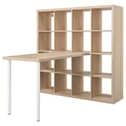 KALLAX / LAGKAPTEN desk combination, white stained oak effect, 147x159x147 cm