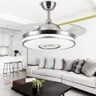 42" Ceiling Fan Chandelier With Light Invisible Bluetooth Speaker Music Lamp