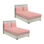 2x Pink 183cm Mattress Protector Stretchable Bed Sheet Cover w/ Pillowcases