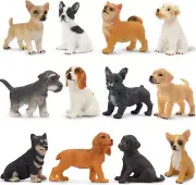 Toymany 12Pcs Mini Dog Figurines Toy Set, Realistic Puppy Figures Playset