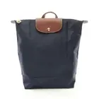 Longchamp Le Pliage Original M Backpack Bag Fabric Leather Women s Navy Brown 10