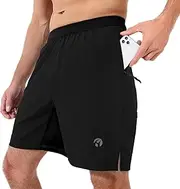 [HMIYA] Men's Sports Shorts Breathable Sports Shorts Quick Drying Shorts Lightweight with Zip Pockets