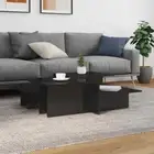 Wooden Coffee Tables 2pcs High Gloss Black Modern Sofa Lounge Side Lamp Storage