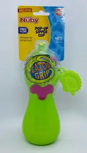 Nuby Gator Grip Pop-Up Sipper Cup Bottle Green Ergonomic BPA-free 450ml 18M+