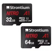 Strontium NITRO A1 MicroSD SDHC/SDXC TF Card UHS-I U3 C10 64GB 32GB with Adapter