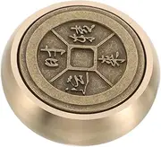 Solid Brass Paperweight Round Desk Ornament Traditional Calligraphy Weight Decorative Brass Paperweight Office Accessory